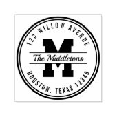 Ronde Rand Monogram Varsity Stijl Retouradres Zelfinktende Stempel (Design)