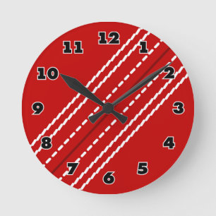 Ronde Red cricket balle sport horloge pour club ou maiso