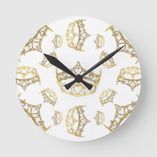 Ronde Reine des Coeurs Couronne Tiara Rond Mur Horloge