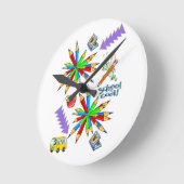 Ronde Retour à l'école est Cool Enseignants Horloge (Angle)