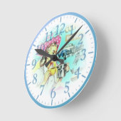 Ronde Retro café fille Wall Horloge (Angle)