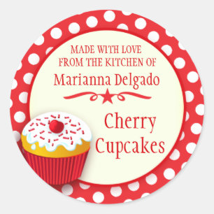Ronde rode cupcake bakken cadeau stickers