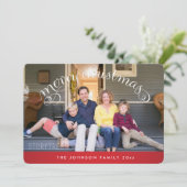 Ronde Rode Kerst Foto Feestdagenkaart (Staand voorkant)