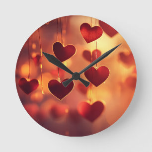 Ronde Romance intemporelle - Coeurs pendants Horloge mur
