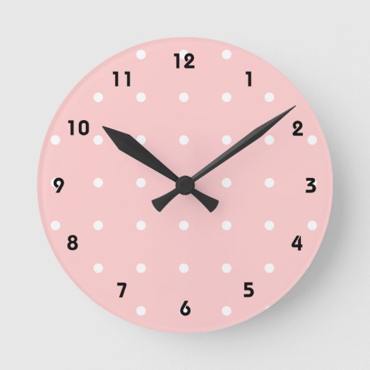 Ronde Rose Avec Mur Pois Blanc Horloge (Recto)