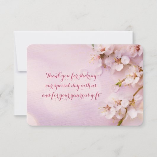 Ronde roze kersebloesem bedankkaartjes bedankkaart (Achterkant)