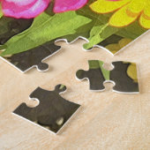  Ronde Roze Zinnia in de zomertuin Legpuzzel (Zijkant)