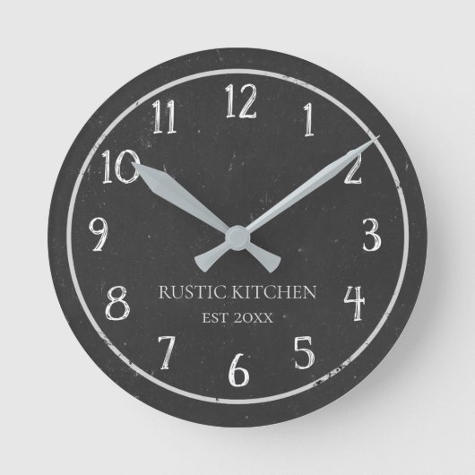 Ronde Russe Faux Chalkboard Black Wall Horloge (Recto)