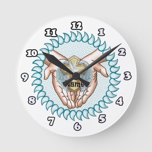 Ronde Saint-Esprit Mains Horloge chrétienne (Recto)