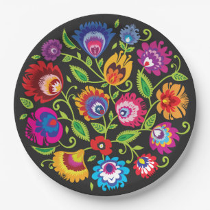 Ronde samenstelling Poolse folklore Papieren Bordje