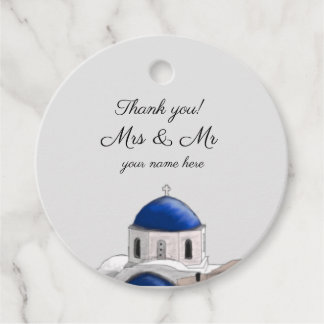 Ronde Santorini Blue Dome gunsttag Bedankjes Labels