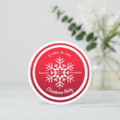 Ronde Scandi Snowflake over Rode Uitnodiging (Staand voorkant)