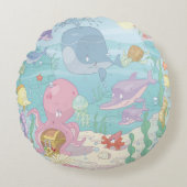 Ronde Sierkussen/Cartoon-dinosaurussen Rond Kussen (Voorkant)