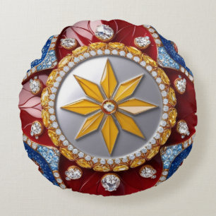 Ronde Sierkussen met Colombiaanse kleuren Rond Kussen