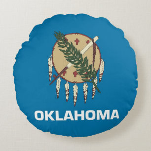 Ronde Sierkussen met de vlag van Oklahoma Rond Kussen