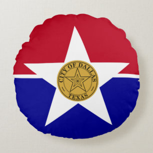 Ronde Sierkussen met vlag van Dallas USA Rond Kussen