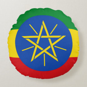 Ronde Sierkussen met vlag van Ethiopië Rond Kussen