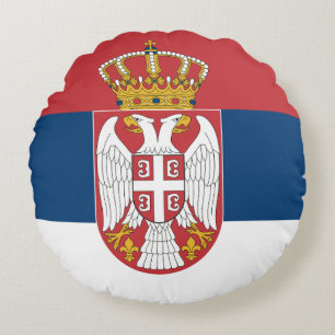 Ronde Sierkussen met vlag van Servië Rond Kussen