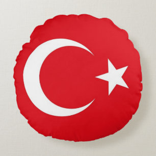 Ronde Sierkussen met vlag van Turkije Rond Kussen