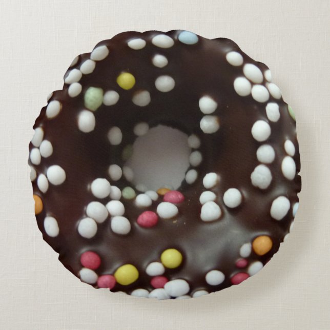 Ronde Sierkussen Snoep Sprinkles Chocolade Rond Kussen (Voorkant)