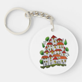 Ronde Sleutelhanger (Doodle - handgetekend)