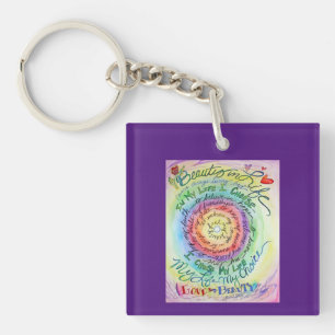Ronde Sleutelhangers van Rainbow Cancer Poem Art