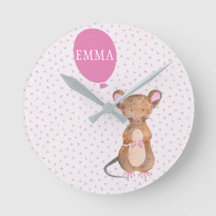 Ronde Souris en bois mignonne pour enfants / Horloge mur