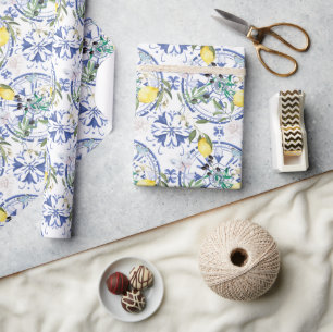 Ronde, , Spaanse tegel, middellandse zee, citroen, Cadeaupapier