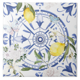 Ronde, , Spaanse tegel, middellandse zee, citroen, Tegeltje
