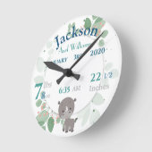 Ronde Statistiques de naissance bébé Horloge avec Feuill (Angle)