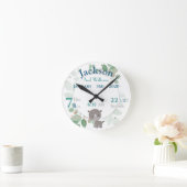 Ronde Statistiques de naissance bébé Horloge avec Feuill (Maison)