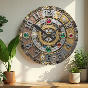 Ronde Steampunk, horloge bijoux, zodiac, pierres précieu