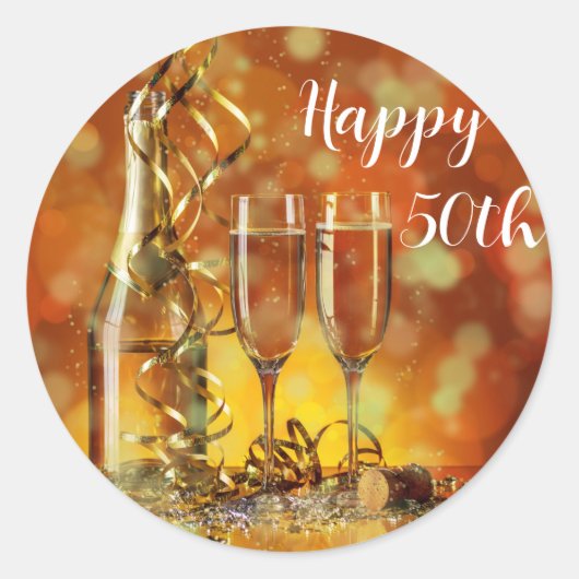 Ronde sticker Gefeliciteerd 50-jarig jubileum (Voorkant)