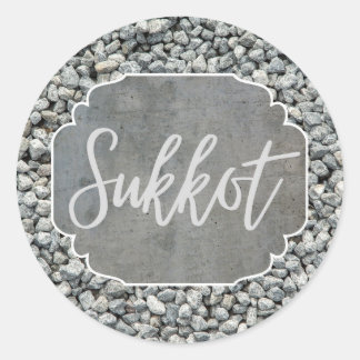 Ronde sticker geschenklabel Sukkot Zilver Grijs