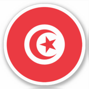 Ronde sticker met de Tunesische vlag