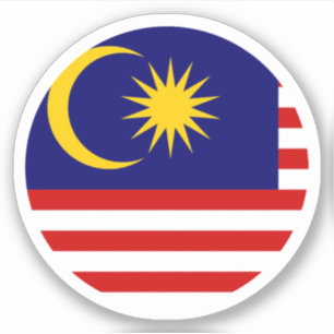 Ronde sticker met de vlag van Maleisië