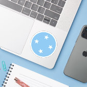 Ronde sticker met Micronesia-vlag (Laptop met iPhone)