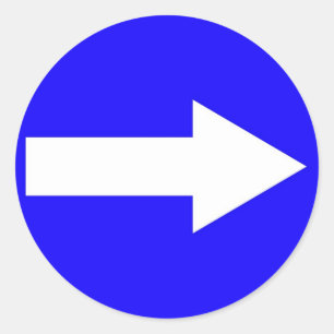 Ronde sticker met pijl aan de rechterkant