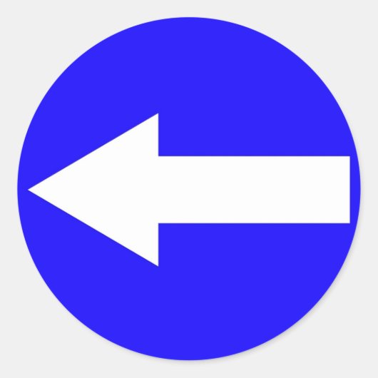 Ronde sticker met pijl naar links (Voorkant)