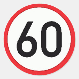 Ronde sticker met snelheidsbeperking 60 teken