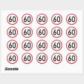 Ronde sticker met snelheidslimiet 60 teken (Vel)