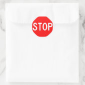 Ronde sticker met stopteken. (Tas)