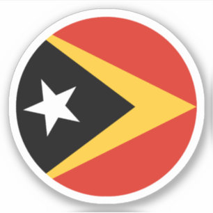 Ronde sticker met vlag van Oost-Timor