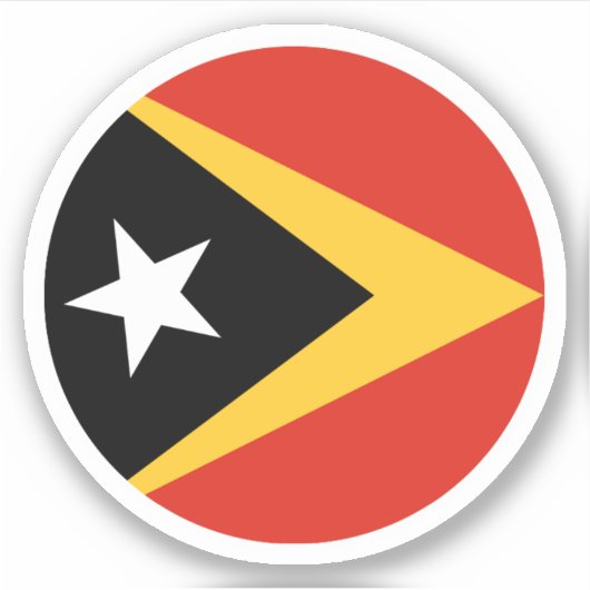 Ronde sticker met vlag van Oost-Timor (Voorkant)