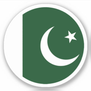Ronde sticker met vlag van Pakistan
