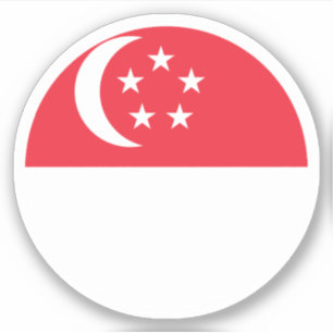 Ronde sticker met vlag van Singapore