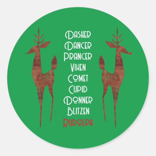 Ronde Sticker- Santa's Rendier -Rudolph Ronde Sticker (Voorkant)