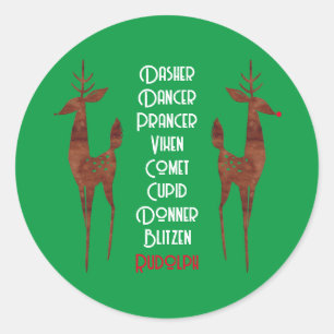 Ronde Sticker- Santa's Rendier -Rudolph Sticker
