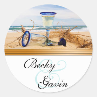 Ronde Sticker strand bruiloft