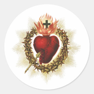 Ronde stickers met het Heilig Hart van Jezus